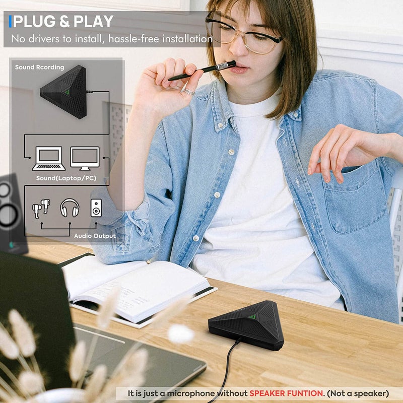 CMTECK ميكروفون مؤتمر CMTECK USB، زر كتم، ميكروفون حدودي مكثف متعدد الاتجاهات للتسجيل، البث، الألعاب، سكايب (ويندوز/ماك أو إس) - بدون مكبر صوت - Image 5